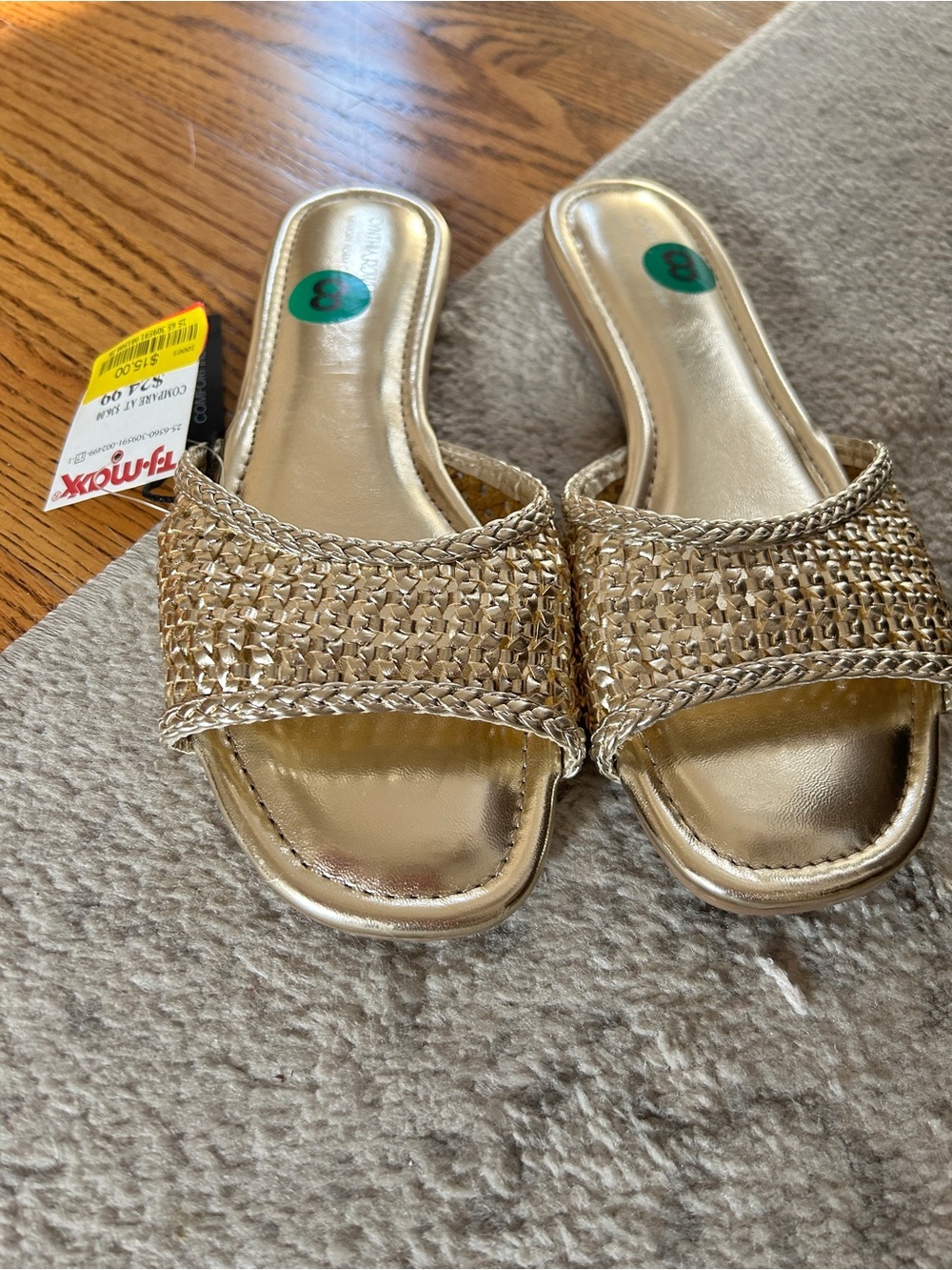 Cynthia Rowley Metallic Gold Braided Slide Sandals